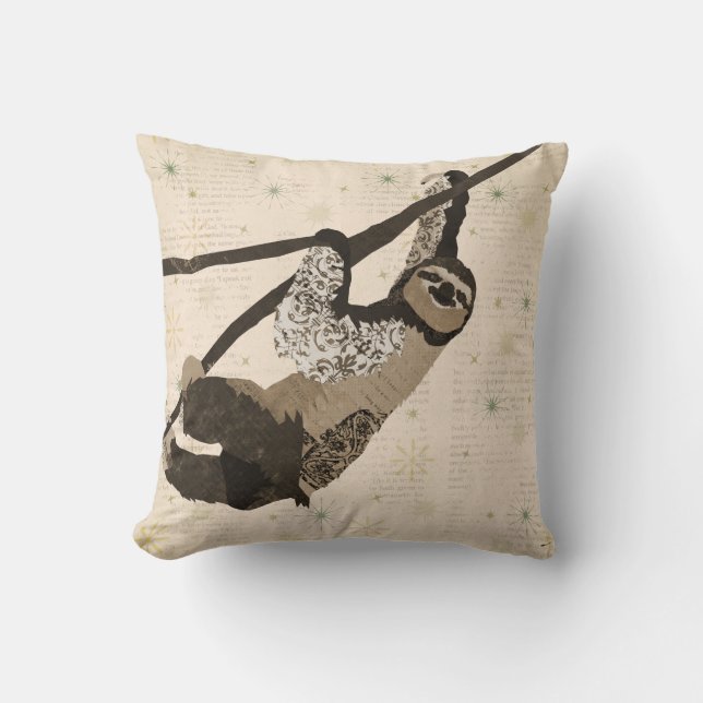 Vintage  Sloth Mojo Pillow (Front)