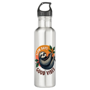 Vintage Sloth Quote Take Life Slow Retro Art 2 710 Ml Water Bottle