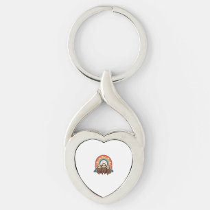 Vintage Sloth Rainbow Retro Cute Animal Art 2 Key Ring