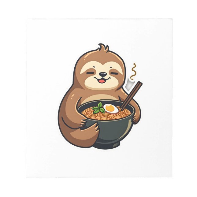 Vintage Sloth Ramen Noodle Lover Art 2 Notepad (Front)