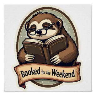 Vintage Sloth Reading Shirt Book Lover Design 2 Poster