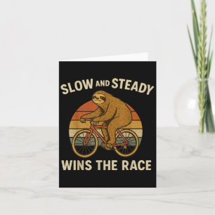 Vintage Sloth Riding Bike Funny Retro Cycling Card