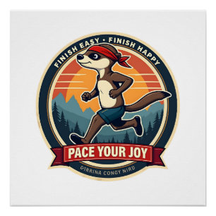Vintage Sloth Runner Funny Race Day Graphic 2 Poster