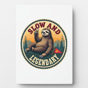 Vintage Sloth Shirt Funny Retro Slow and Legendary Plaque