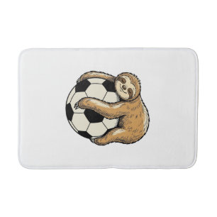 Vintage Sloth Soccer Ball Cute Animal Shirt Design Bath Mat