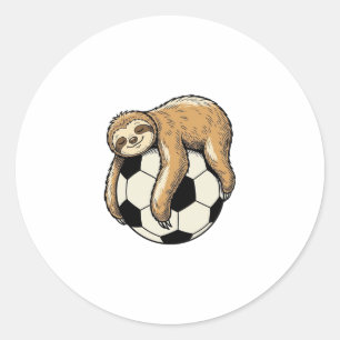 Vintage Sloth Soccer Ball Cute Animal Shirt Design Classic Round Sticker