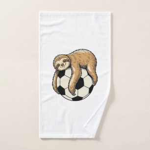 Vintage Sloth Soccer Ball Cute Animal Shirt Design Hand Towel