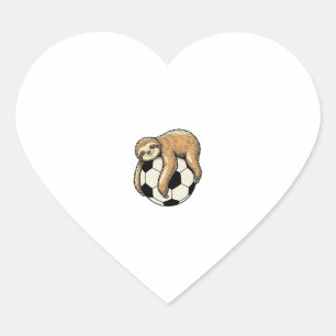 Vintage Sloth Soccer Ball Cute Animal Shirt Design Heart Sticker