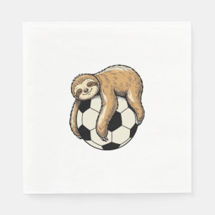 Vintage Sloth Soccer Ball Cute Animal Shirt Design Napkin