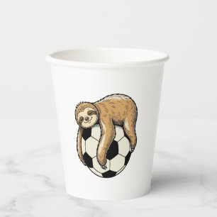 Vintage Sloth Soccer Ball Cute Animal Shirt Design Paper Cups