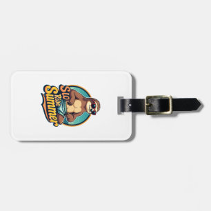 Vintage Sloth Summer Retro Beach Vibes Design 2 Luggage Tag
