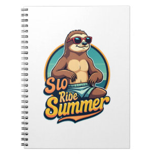 Vintage Sloth Summer Retro Beach Vibes Design 2 Notebook