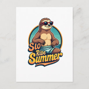 Vintage Sloth Summer Retro Beach Vibes Design 2 Postcard
