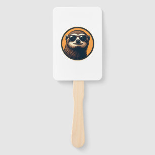 Vintage Sloth Sunglasses Retro Badge Art 2 Hand Fan