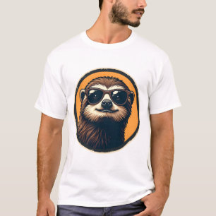 Vintage Sloth Sunglasses Retro Badge Art 2 T-Shirt