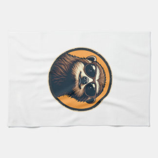 Vintage Sloth Sunglasses Retro Badge Art 2 Tea Towel