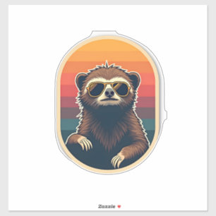 Vintage Sloth Sunglasses Retro Sunset Vector Art 2