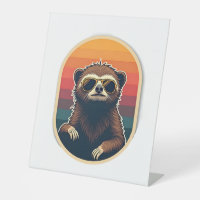 Vintage Sloth Sunglasses Retro Sunset Vector Art 2