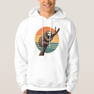 Vintage Sloth Sunset Vector Retro Hanging Art 2 Hoodie