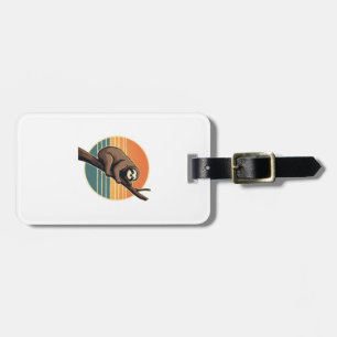 Vintage Sloth Sunset Vector Retro Hanging Art 2 Luggage Tag