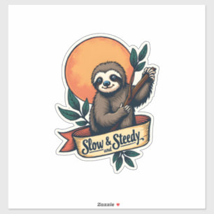 Vintage Sloth T-Shirt Slow and Steady Humor Design