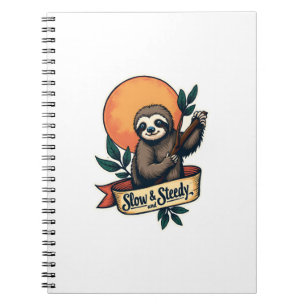 Vintage Sloth T-Shirt Slow and Steady Humor Design Notebook