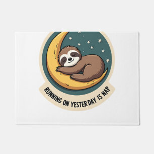 Vintage Sloth Tired Quote Funny Retro Animal Desig Doormat