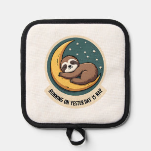 Vintage Sloth Tired Quote Funny Retro Animal Desig Pot Holder