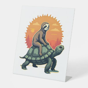 Vintage Sloth Turtle Retro Animal Ride Shirt 2 Pedestal Sign