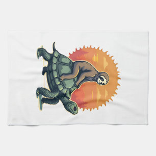 Vintage Sloth Turtle Retro Animal Ride Shirt 2 Tea Towel