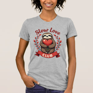 Vintage Sloth Valentine Cute Heart Hands Art 2 T-Shirt