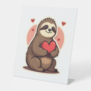 Vintage Sloth Valentine Cute Retro Love Design 2 Pedestal Sign