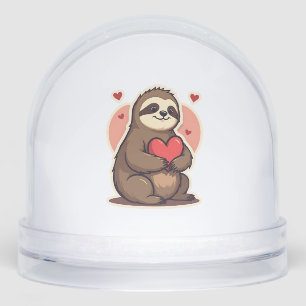 Vintage Sloth Valentine Cute Retro Love Design 2 Snowglobe