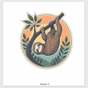 Vintage Sloth Vector Retro Wildlife Badge 2