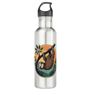 Vintage Sloth Vector Retro Wildlife Badge 2 710 Ml Water Bottle