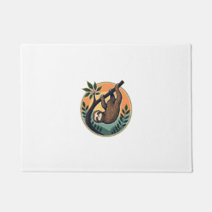 Vintage Sloth Vector Retro Wildlife Badge 2 Doormat