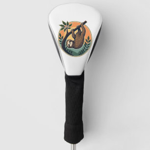 Vintage Sloth Vector Retro Wildlife Badge 2 Golf Head Cover
