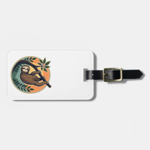 Vintage Sloth Vector Retro Wildlife Badge 2 Luggage Tag