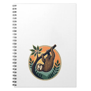 Vintage Sloth Vector Retro Wildlife Badge 2 Notebook