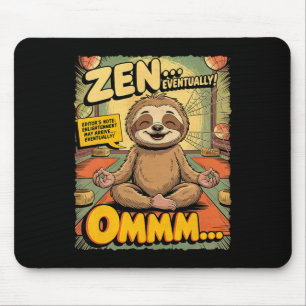 Vintage Sloth Yoga Funny Retro Comic Meditation Ze Mouse Pad
