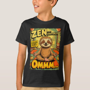Vintage Sloth Yoga Funny Retro Comic Meditation Ze T-Shirt