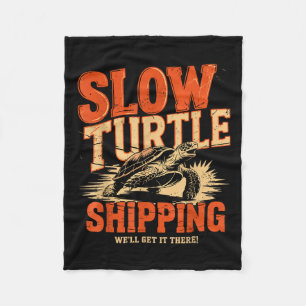 Vintage Slow Turtle Shipng - Funny Delivery Servic Fleece Blanket