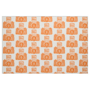 Vintage SLR Camera - Orange on White Fabric