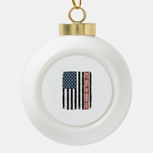Vintage Small Bus Driver Flag Shirt Design_1 Ceramic Ball Christmas Ornament