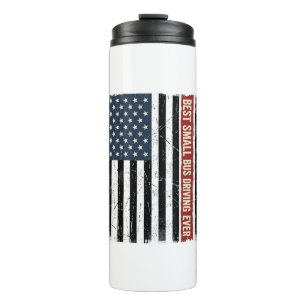 Vintage Small Bus Driver Flag Shirt Design_1 Thermal Tumbler