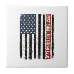Vintage Small Bus Driver Flag Shirt Design_1 Tile