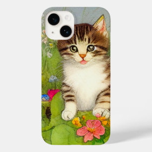 Vintage Smiling Cat Illustration Case-Mate iPhone 14 Case