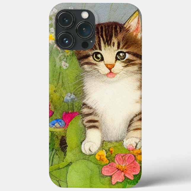 Vintage Smiling Cat Illustration Case-Mate iPhone Case (Back)
