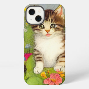 Vintage Smiling Cat Illustration iPhone 13 Case