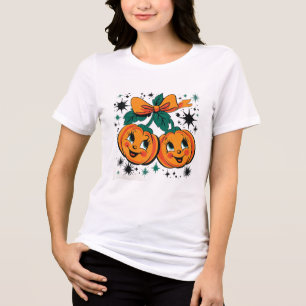 Vintage Smiling Pumpkin – Retro Halloween with Bow Tri-Blend Shirt